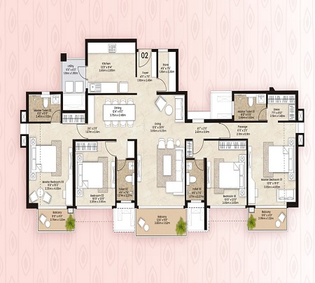 Adani Bandra West 4 BHK floor plan
